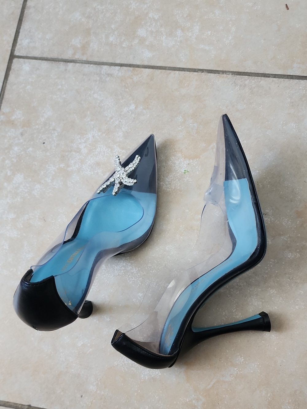 Valentina Rangoni Starfish Clear Shoes Size 7. Missing Starfish